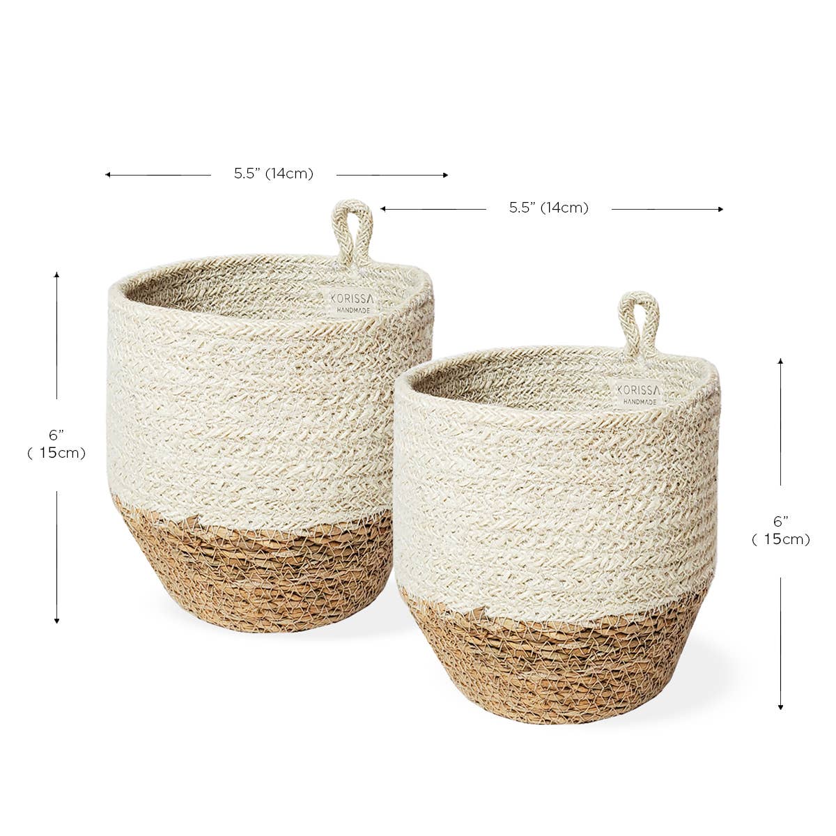 Handwoven Wall Basket l Amari Loop Bin - Natural-Set of 2