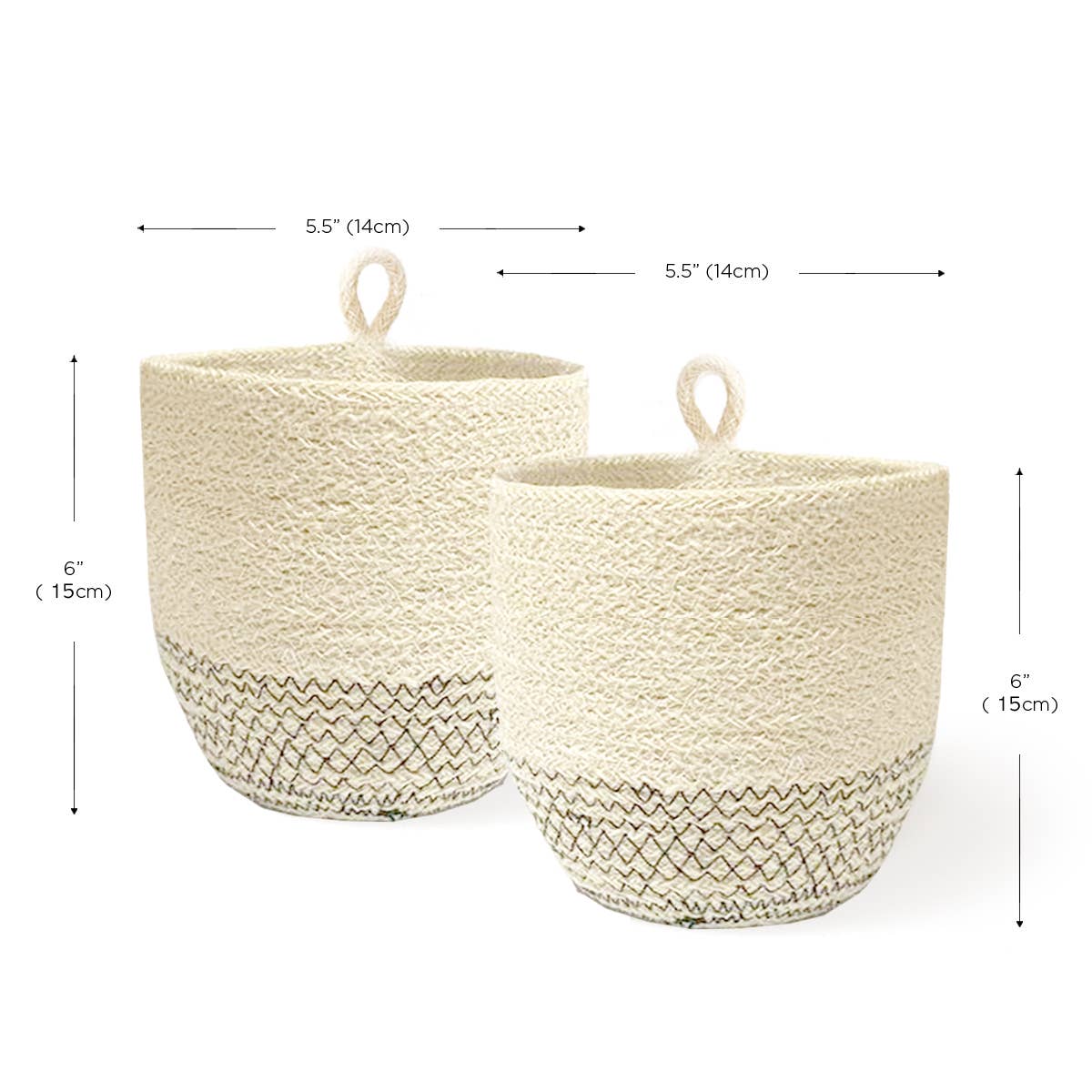 Handwoven Wall Basket l Amari Loop Bin - Black-Set of 2