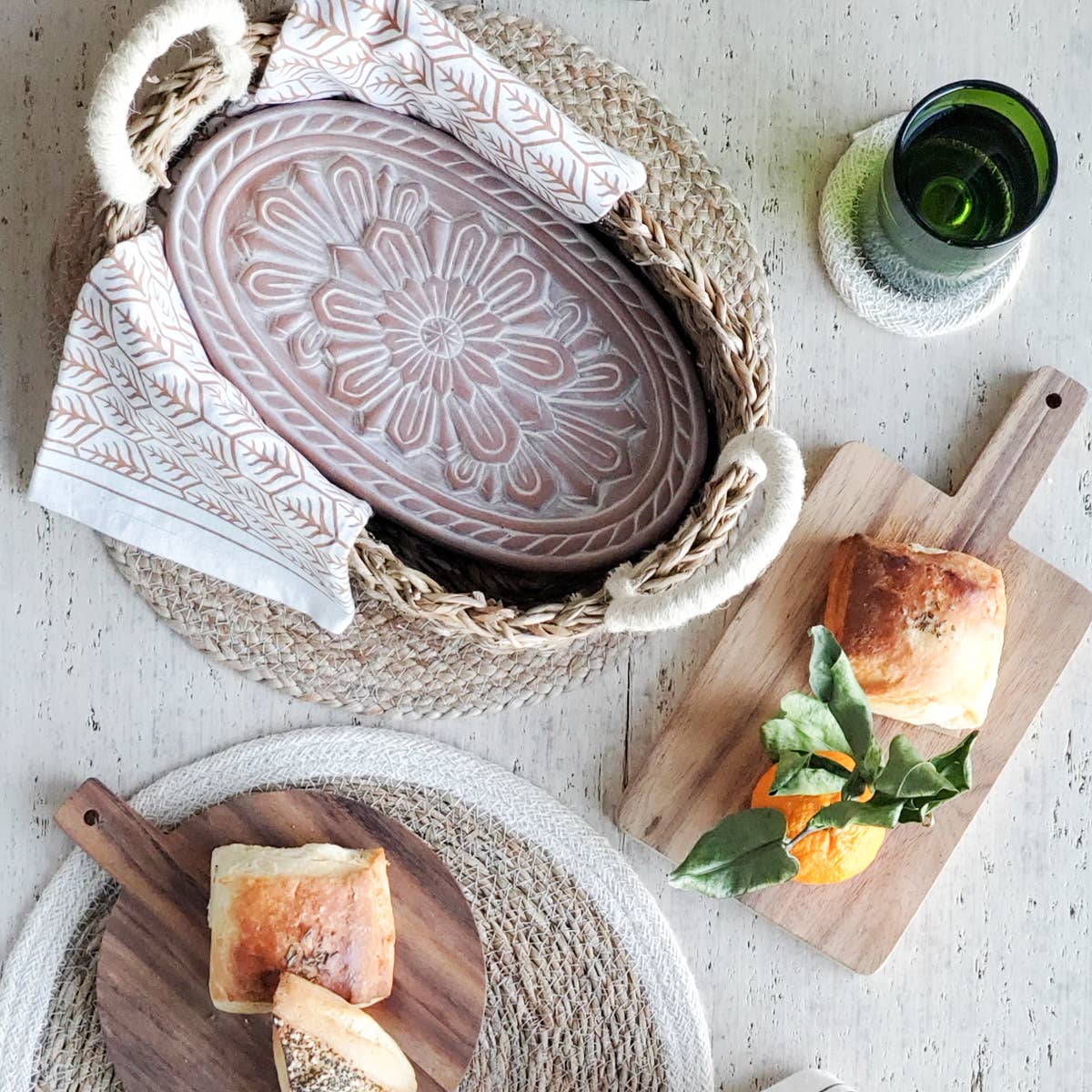 Bread Warmer & Wicker Basket - Flower